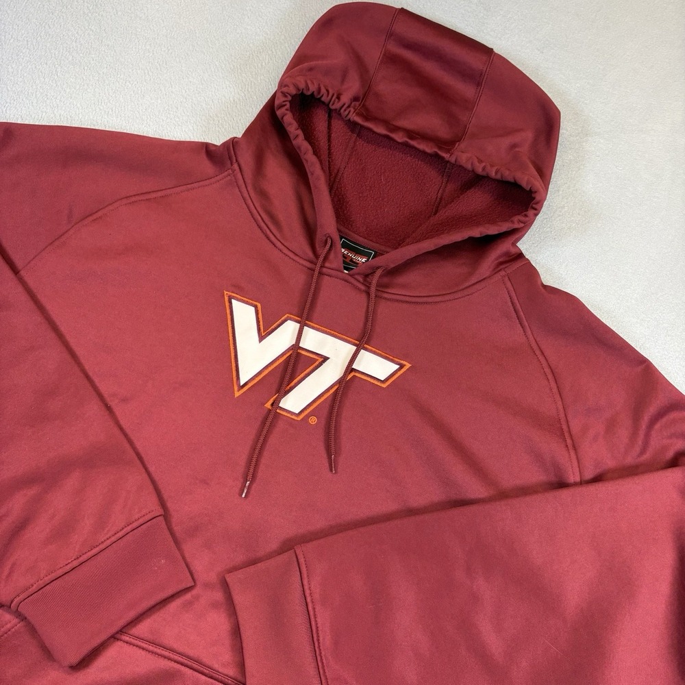 Virginia Tech Hokies Hoodie Mens XXL Maroon VT Logo Pullover NCAA Genuine Stuff